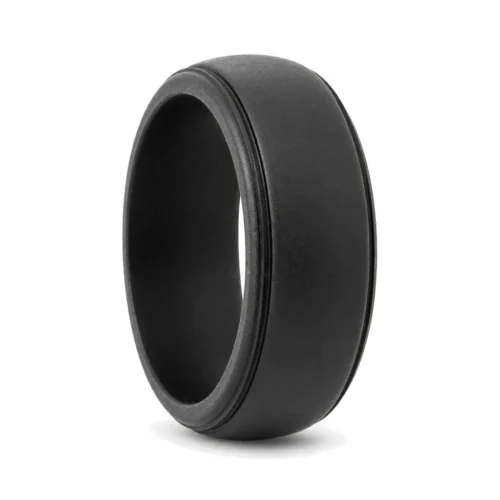 Black Silicone Ring with Step Edge 8mm