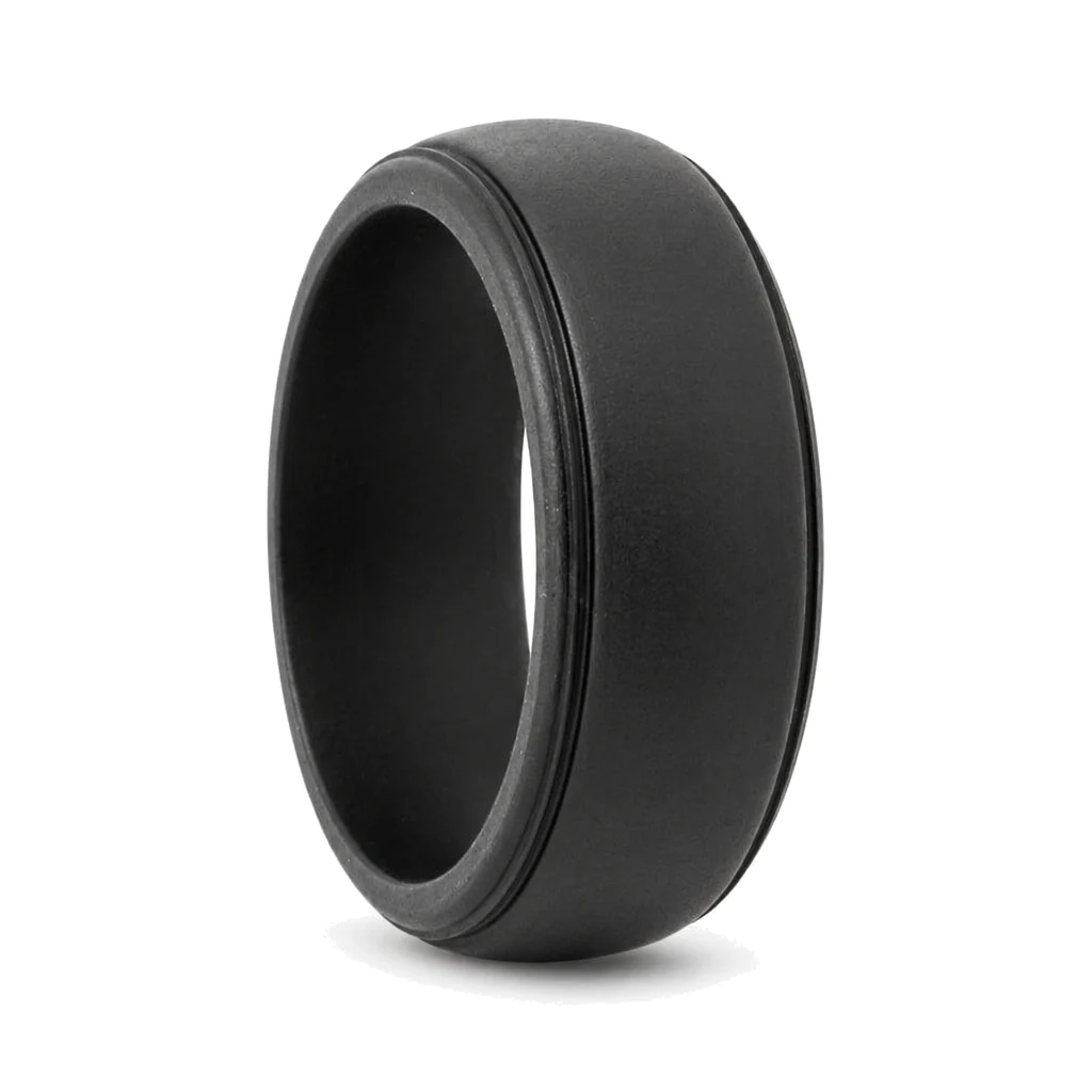Black Silicone Ring with Step Edge 8mm