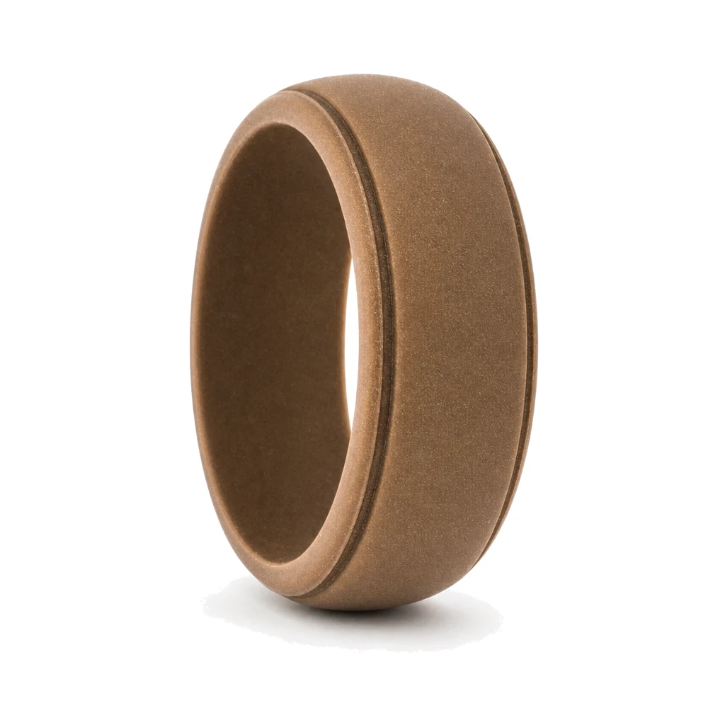 Bronze Silicone Ring with Step Edge 8mm