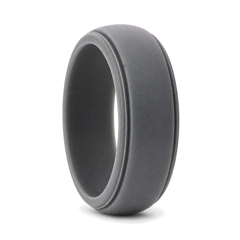 Dark Grey Silicone Ring with Step Edge 8mm