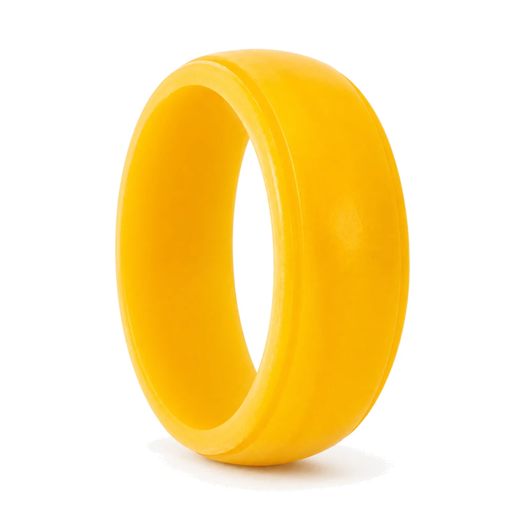 Gold Silicone Ring with Step Edge 8mm