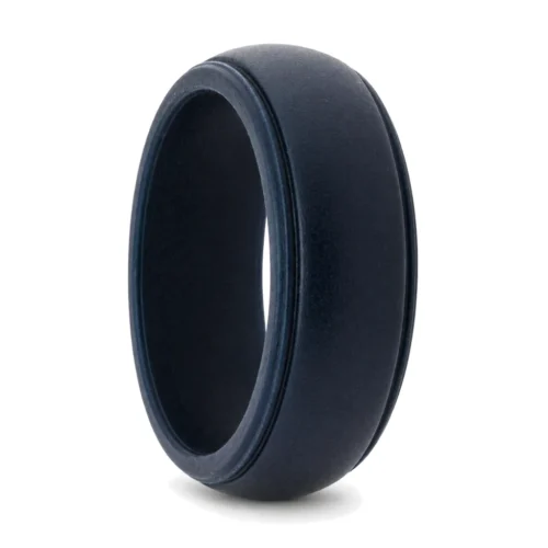 Navy Silicone Ring with Step Edge 8mm