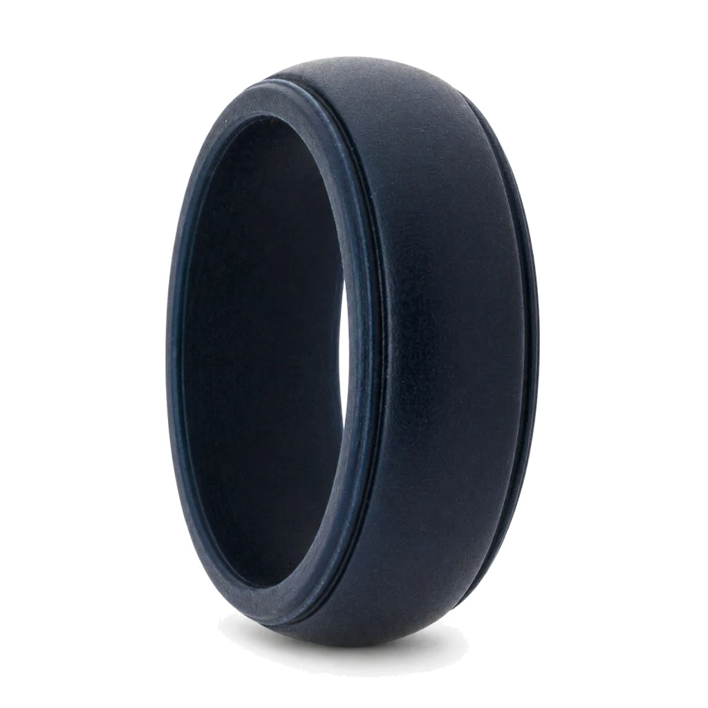 Navy Silicone Ring with Step Edge 8mm