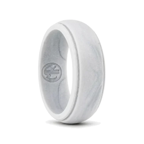 Silver Silicone Ring with Step Edge 8mm