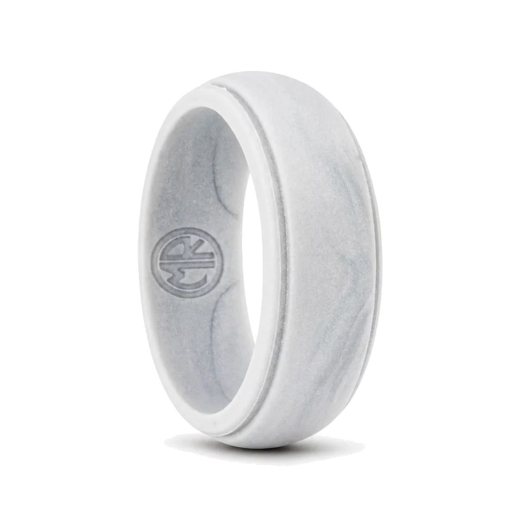 Silver Silicone Ring with Step Edge 8mm