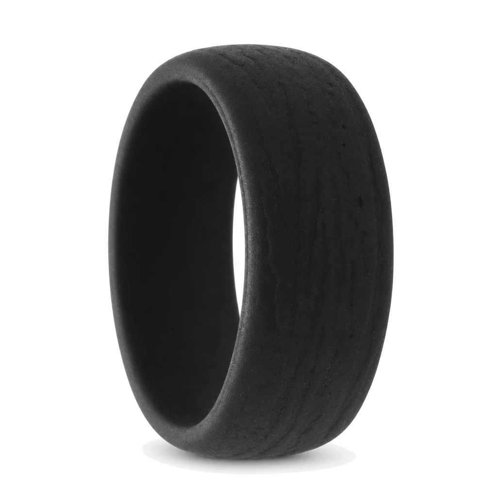 Woodgrain 8.7mm Black Silicone Ring