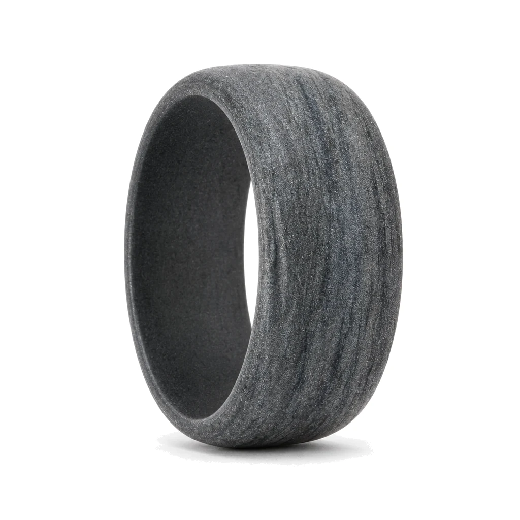 Metallic Textured 8.7mm Grey Silicone Ring