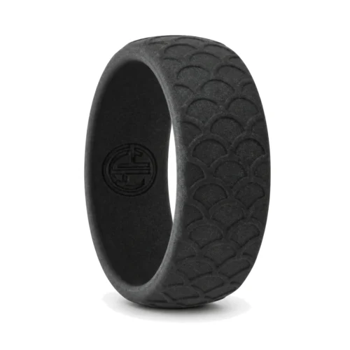 Dragon Scale 8.7mm Charcoal Gray Mens Silicone Ring