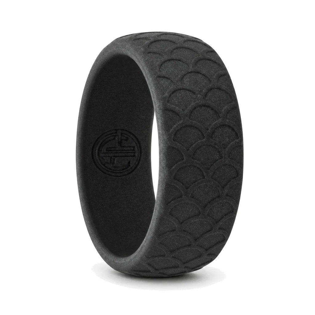 Dragon Scale 8.7mm Charcoal Gray Mens Silicone Ring