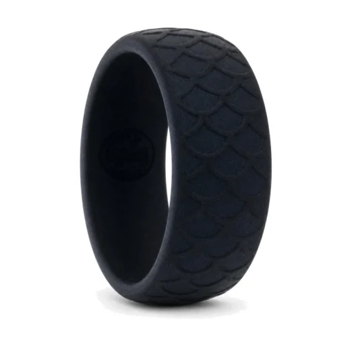 Dragon Scale 8.7mm Navy Mens Silicone Ring
