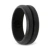 Black 8mm Deep Groove Mens Silicone Ring
