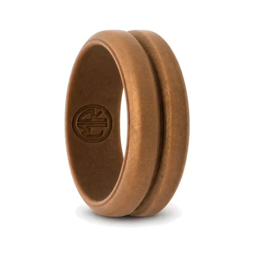 Bronze 8mm Deep Groove Mens Silicone Ring
