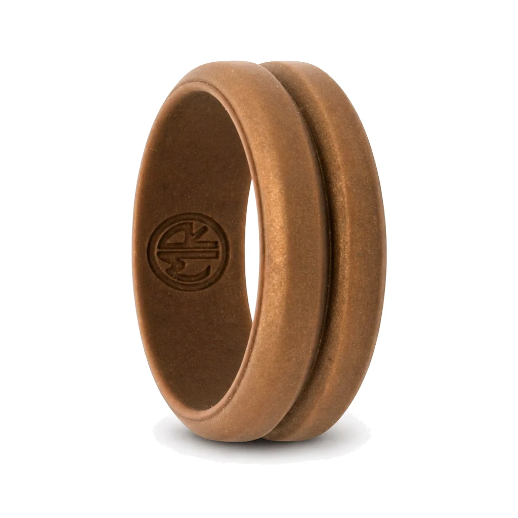 Bronze 8mm Deep Groove Mens Silicone Ring