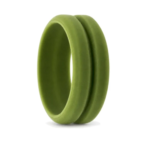 Green 8mm Deep Groove Mens Silicone Ring