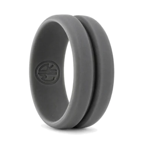 Dark Gray 8mm Deep Groove Mens Silicone Ring