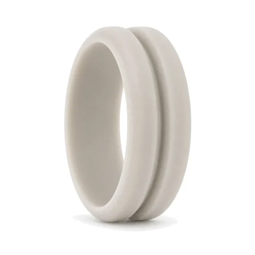 Light Gray 8mm Deep Groove Mens Silicone Ring