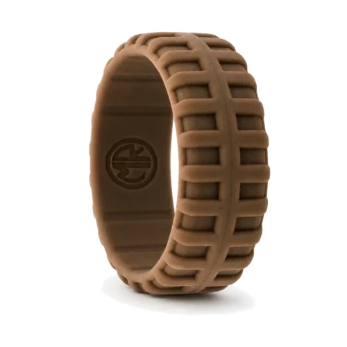 Tyre Tread 9mm Mens Bronze Silicone Ring