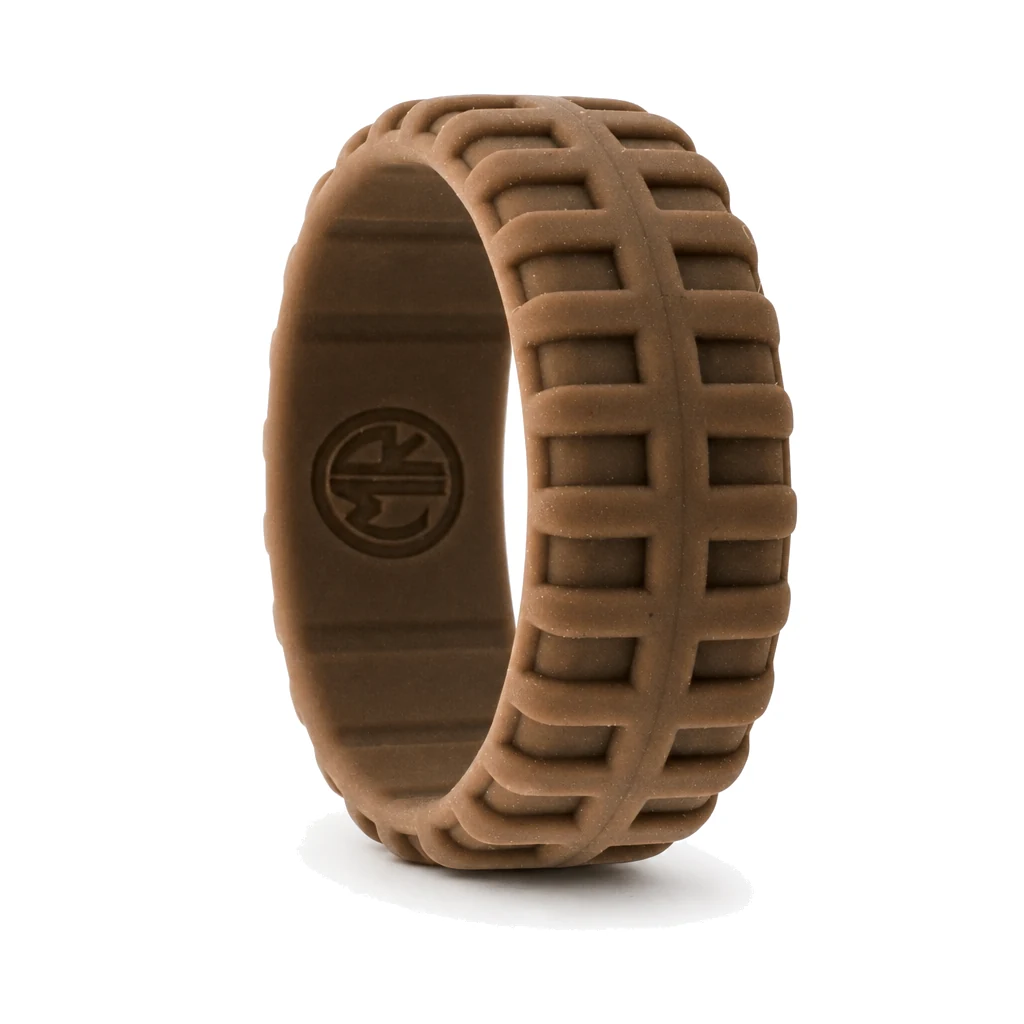 Tyre Tread 9mm Mens Bronze Silicone Ring