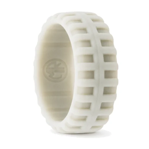 Tyre Tread 9mm Mens Light Grey Silicone Ring
