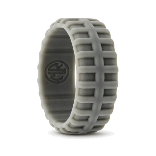 Tyre Tread 9mm Mens Grey Silicone Ring