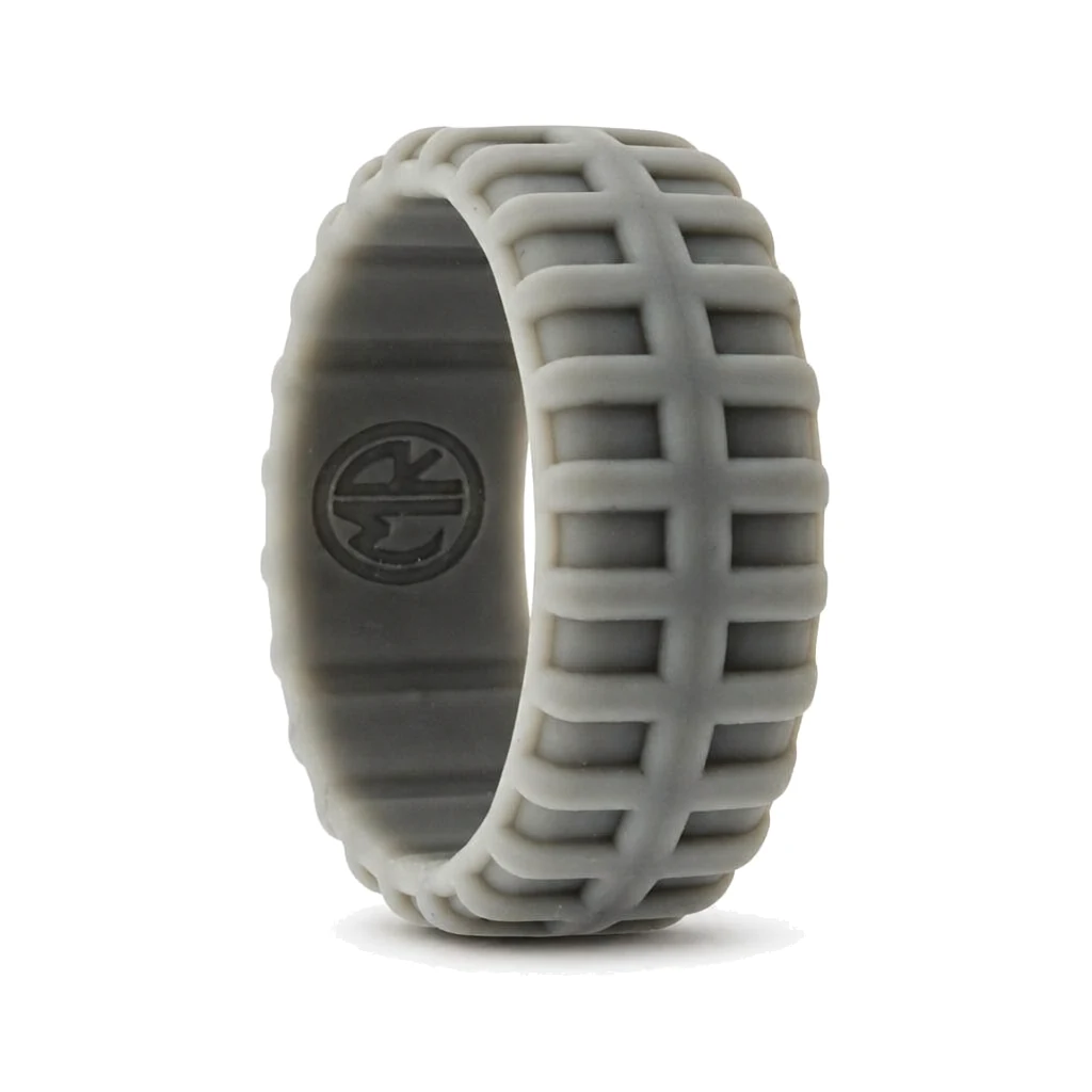 Tyre Tread 9mm Mens Grey Silicone Ring