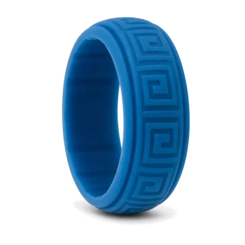 Hollow Square Blue 8mm Mens Silicone Ring