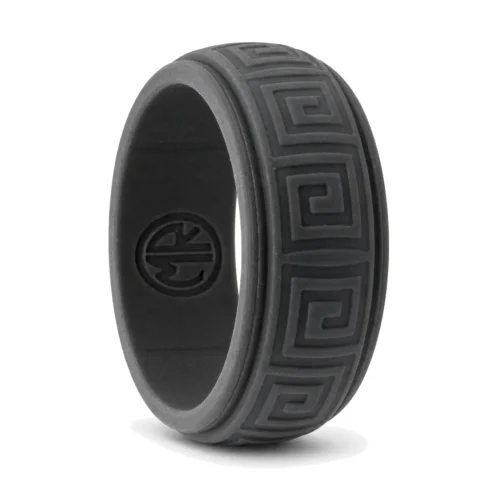 Hollow Square Dark Grey 8mm Mens Silicone Ring
