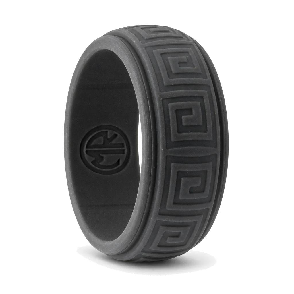 Hollow Square Dark Grey 8mm Mens Silicone Ring