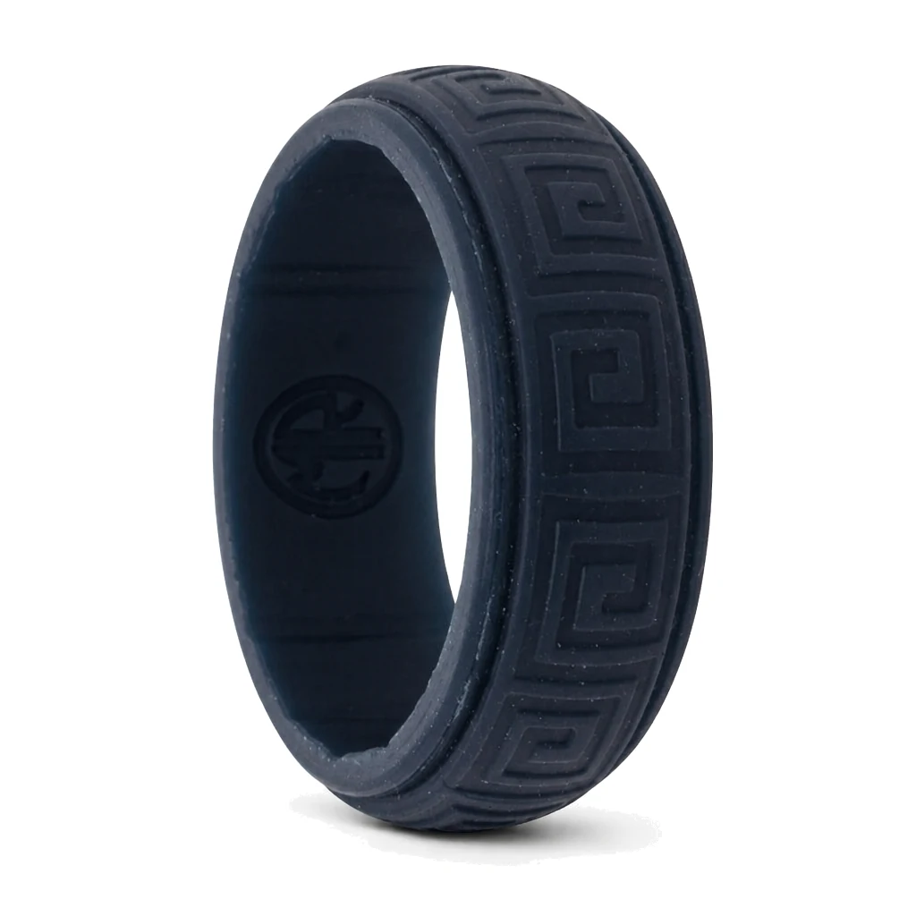 Hollow Square Navy 8mm Mens Silicone Ring