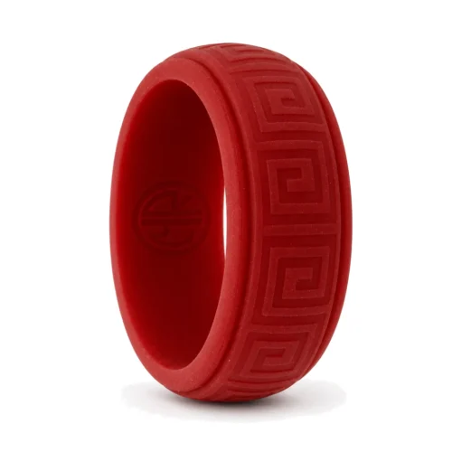 Hollow Square Red 8mm Mens Silicone Ring