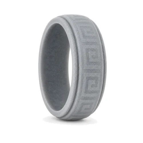 Hollow Square Silver 8mm Mens Silicone Ring