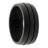wide grooved black silicone ring