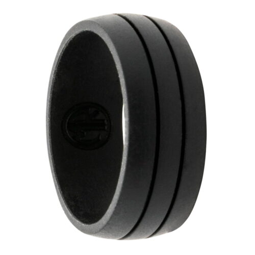 wide grooved black silicone ring