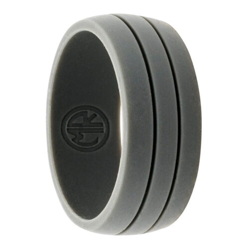 wide grooved dark grey silicone ring