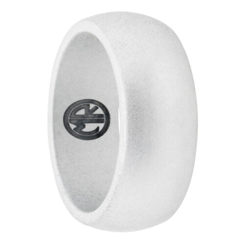 wide Silver Mens Silicone Ring