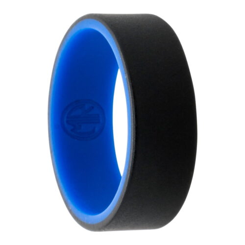 blue and black silicone mens ring