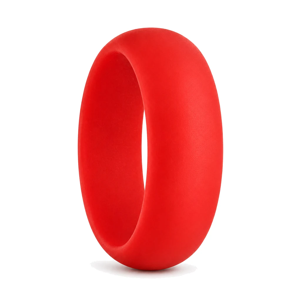 8mm Dome Red Silicone Ring