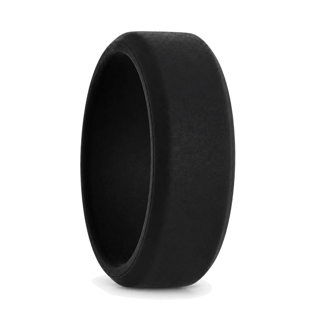 Flat 8mm Black Men's Silicone Ring