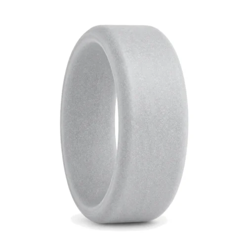 Flat 8mm Silver Men's Silicone Ring
