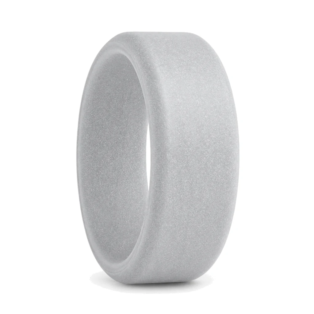 Flat 8mm Silver Men's Silicone Ring
