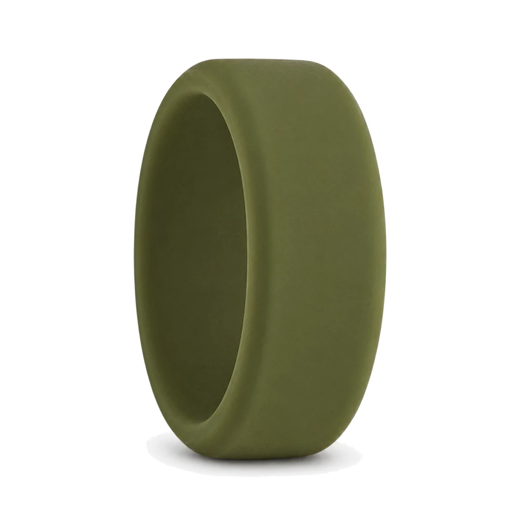 Flat 8mm Khaki Men's Silicone Ring