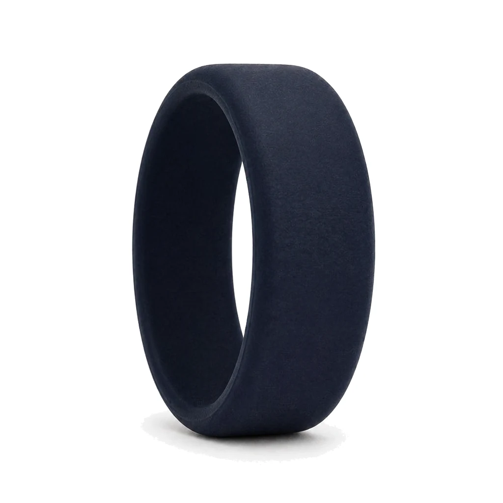 Flat 8mm Navy Men's Silicone Ring