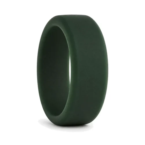Flat 8mm Dark Green Men's Silicone Ring