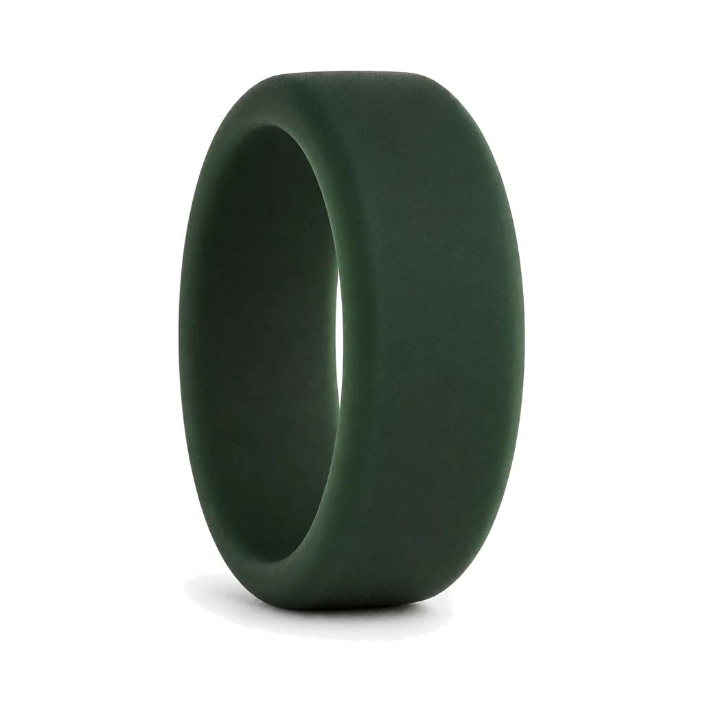 Flat 8mm Dark Green Men's Silicone Ring