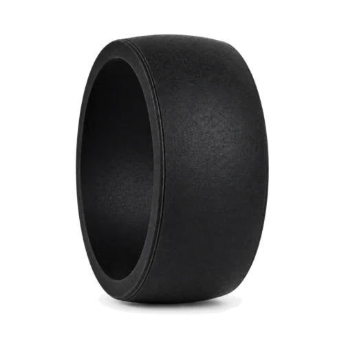 9mm Mens Ultra Wide Black Silicone Ring