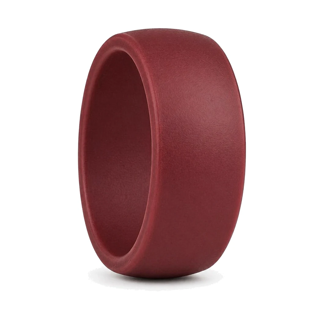 9mm Mens Ultra Wide Burgundy Silicone Ring