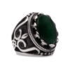 Carved Green Stone Mens Signet Ring