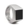 Monolith Steel Men's Signet Ring with Sleek Black Inlay