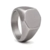 Hexon Brushed Steel Signet Ring