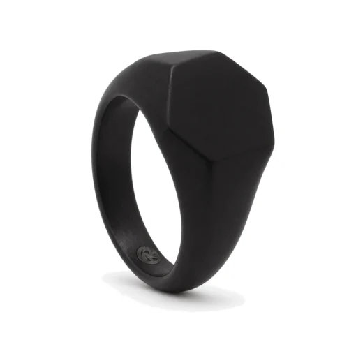 Hexon Black Signet Ring